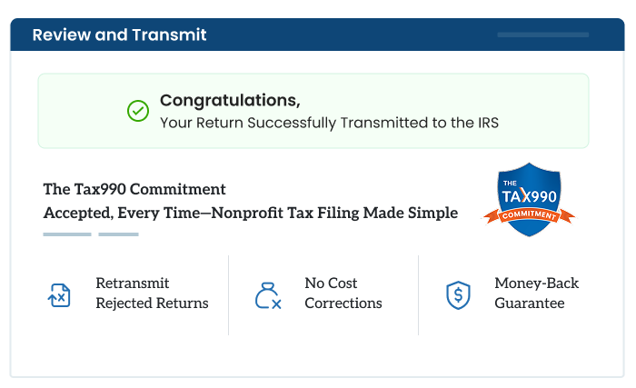 Review and transmit your form to
the IRS