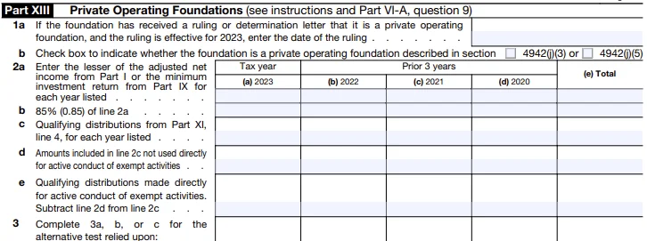 Part XIII - Private Operating Foundations