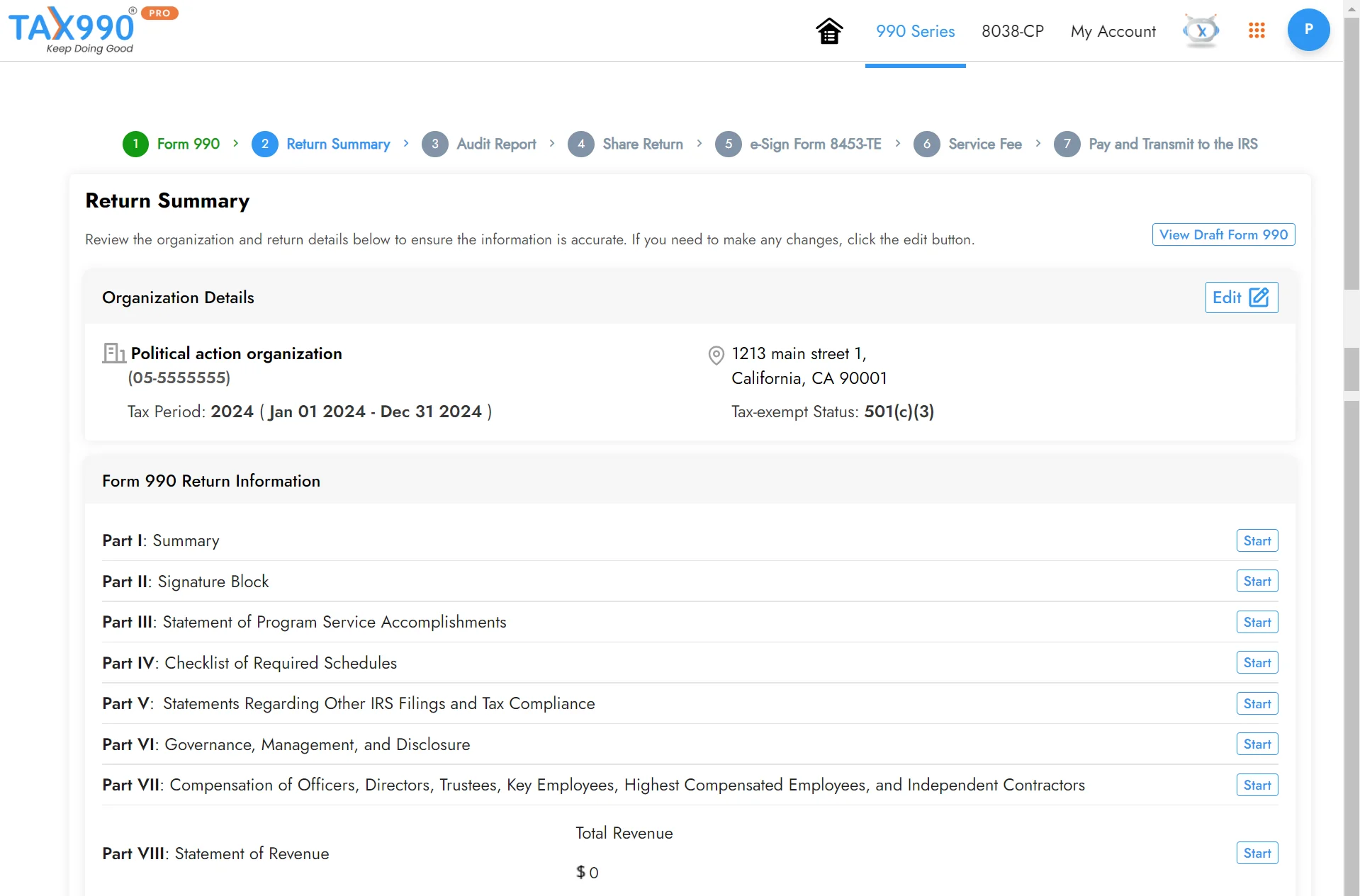 Review Your Form Summary