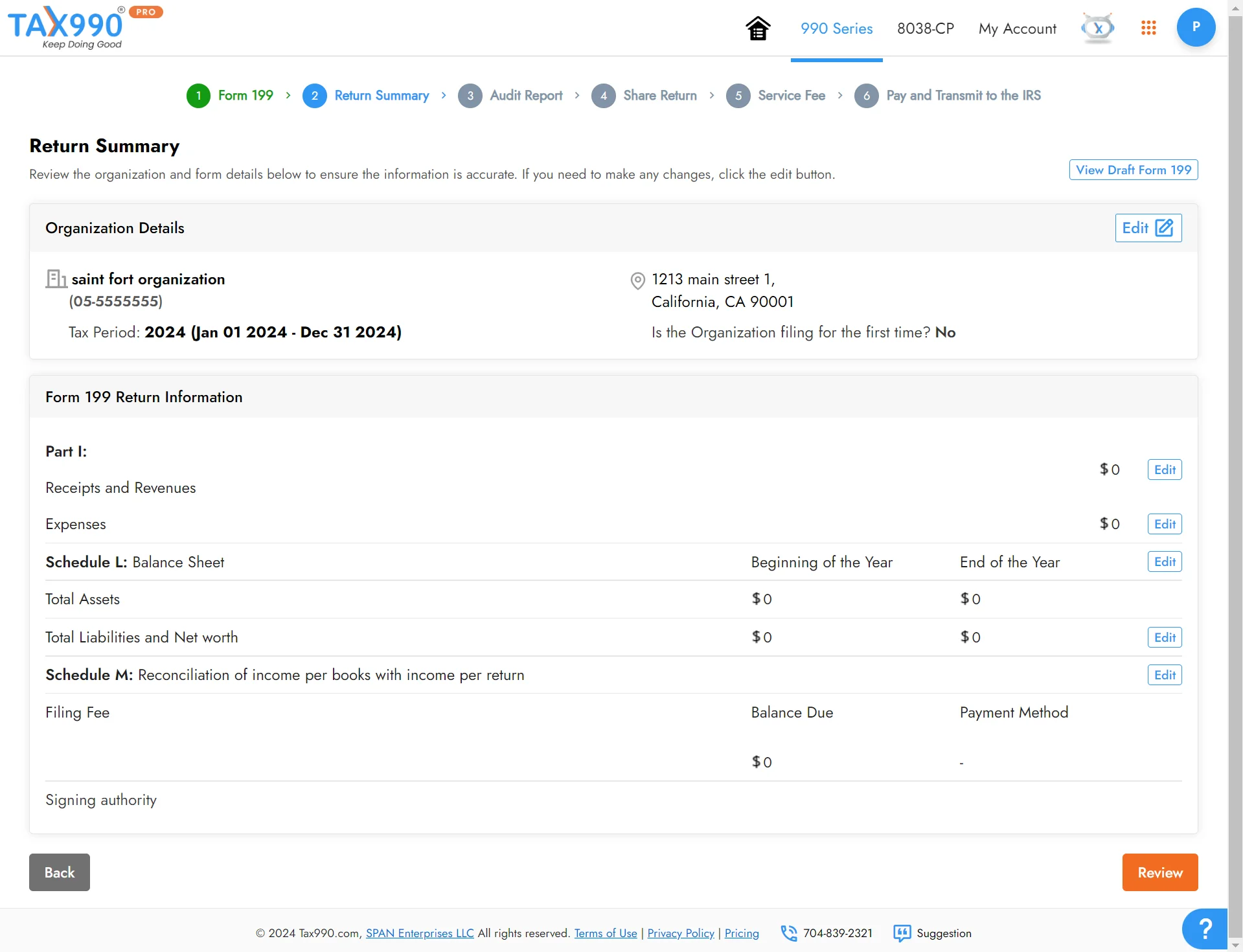 Review Your Form Summary